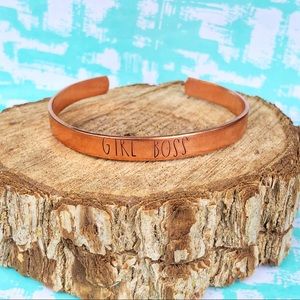 🆕 girl boss Handstamped Stainless Steel Cuff Bracelet Direct Marketing